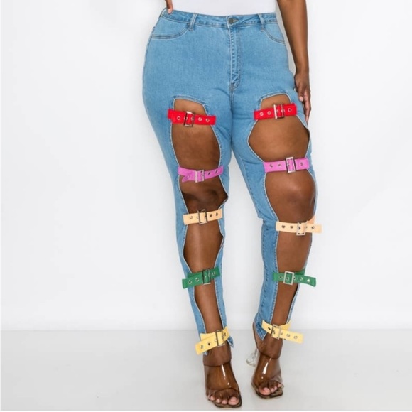 NWT The M.A.P. Most Attractive People Rainbow Buckle Jeans size 17 1X Lady Gaga - Picture 11 of 12